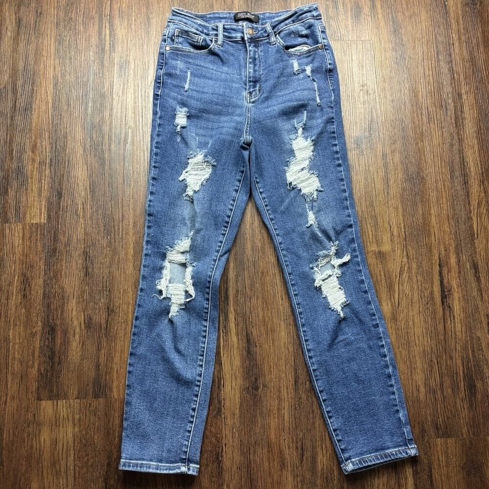 Judy Blue Boyfriend Fit Jeans Distressed Medium Blue JB88220 Women’s Size 9/29